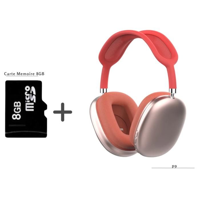 Casque P9 sans fil Bluetooth + Carte Mémoire 8GB