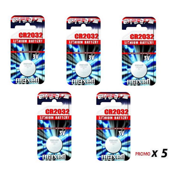 Maxell Pack Pile de 5Batterie Piles MicroLithium Cell CR2032 3V Pour Montres et Electronique