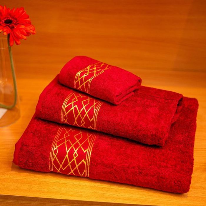 Malaga pack 3 serviettes de bain rouge