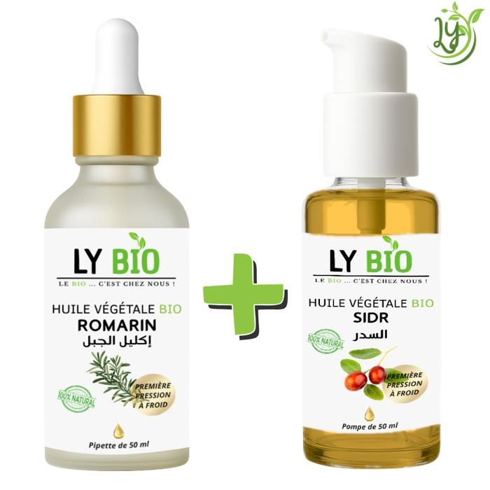 Pack Huile - LYBIO - Romarin 50ml - Pipette - Sidr 50ml - Pompe