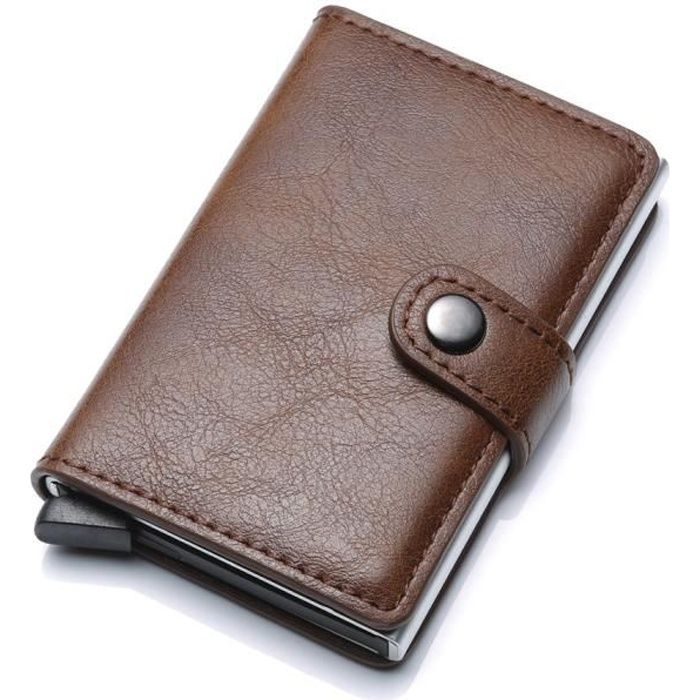 MARRON Porte Carte Anti RFID Blocage Anti Vol Porte-carte de Crédit pour Adulte Mixte Femme Homme