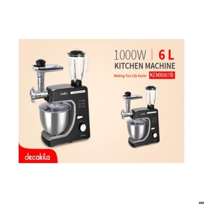 Robot batteur tout-en-un - DECAKILA - 1000W - Bol 6L - Multifonction - Noir