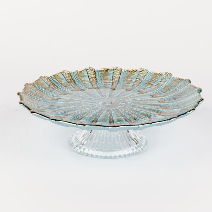 PORTE GATEAU 21CM PIED EN VERRE CLAIR VENISE