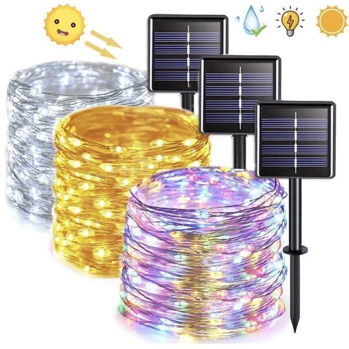 1 pcs Guirlande solaire extérieure étanche fil cuivre(Couleur aléatoire)
