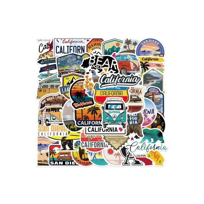 Stickers - California - 50pcs - Multicolore - Waterproof - Durable