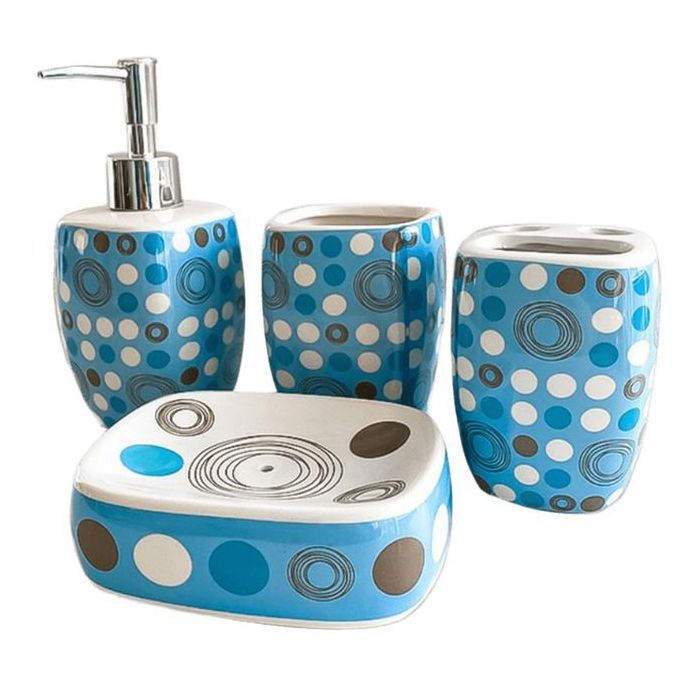 Pack 4 Pcs d'accessoires de salle de bain durable en céramique