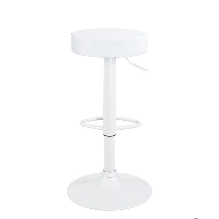 Tabouret de bar réglable - DANSMAMAISON - BILBAO - Similicuir blanc - Hauteur réglable - Design contemporain