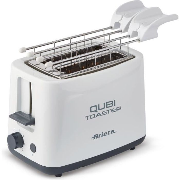 Grille-pain 2 fentes ARIETE 157 Qubi - Blanc - 7 niveaux de dorage - Pinces en acier inoxydable