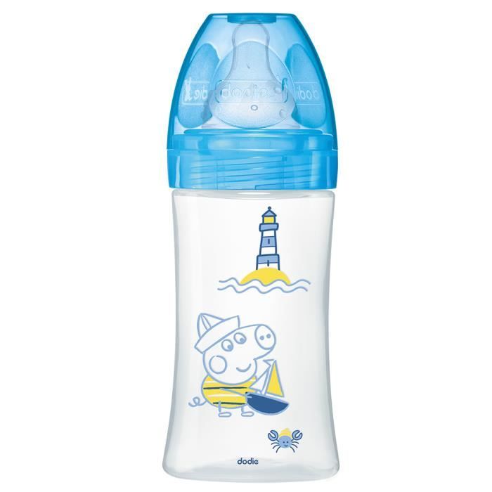 Dodie Biberon Initiation+ Anti-Coliques 3 Vitesses +0m Peppa Pig George 270ml