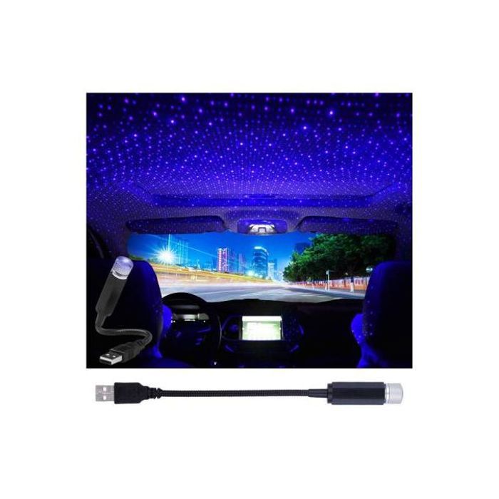 lumières intérieures de voiture romantiques réglables portables, USB- bleu