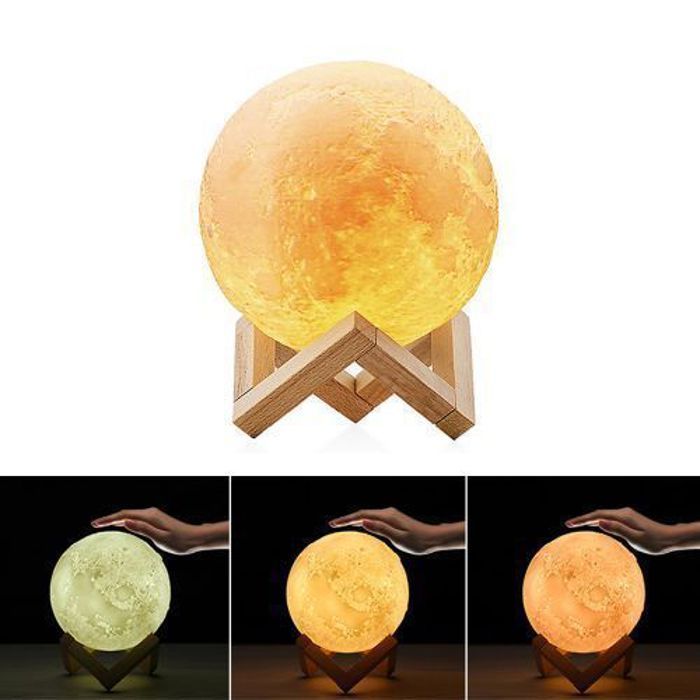 3 couleurs impression 3D lampe de nuit lunaire lumière de lune chaude