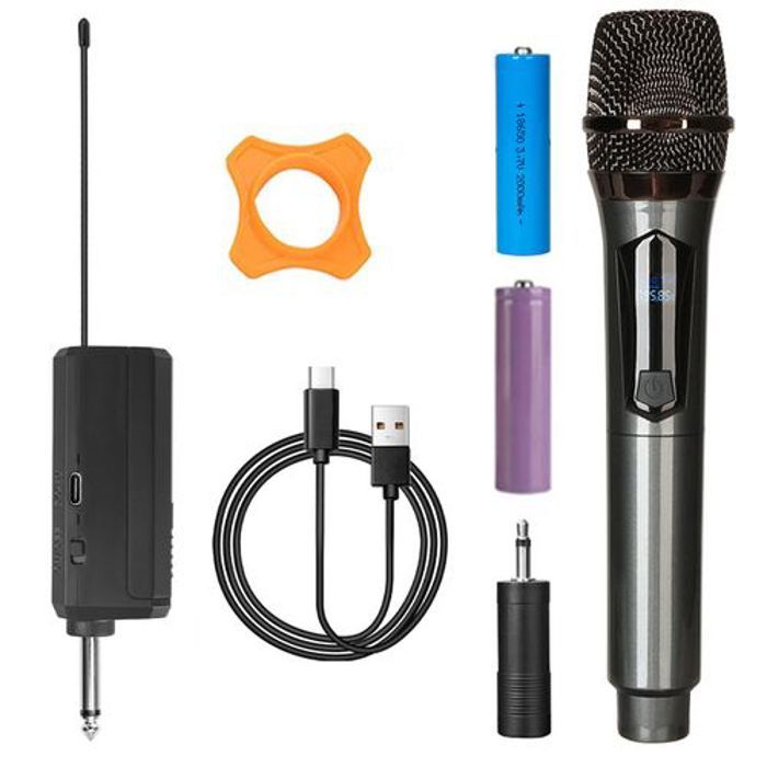 Microphone sans fil UHF - Professionnel - Rechargeable - LED - 30h autonomie - Plug and Play