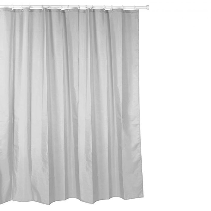 Rideau de douche - GRIS - 140 x 200 cm - 100% polyester imperméable - Lavable à 40° - Minimaliste