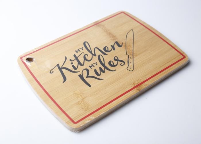 Planche à Découper en Bambou "Kitchen Rules" 28x20 cm