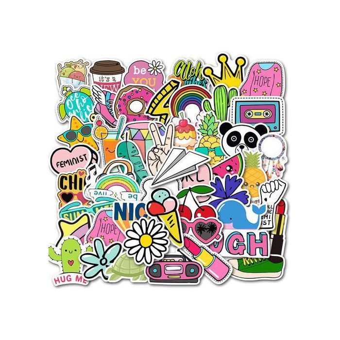 Stickers - Multicolore - 50pcs - Cartoon - Waterproof - Durable - Décoration murale