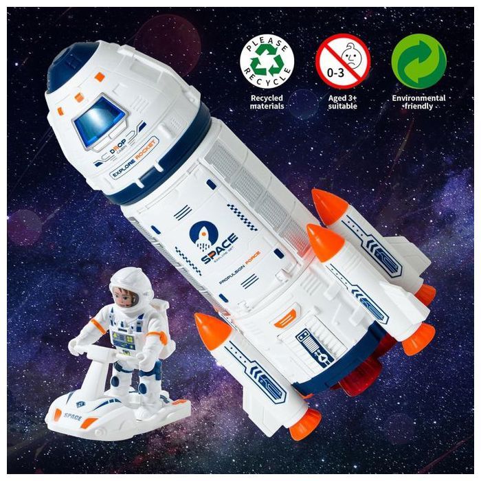 Jouet fusée spatiale, ensemble de jeu pour enfants avec deux astronautes, un coureur spatial et des accessoires
