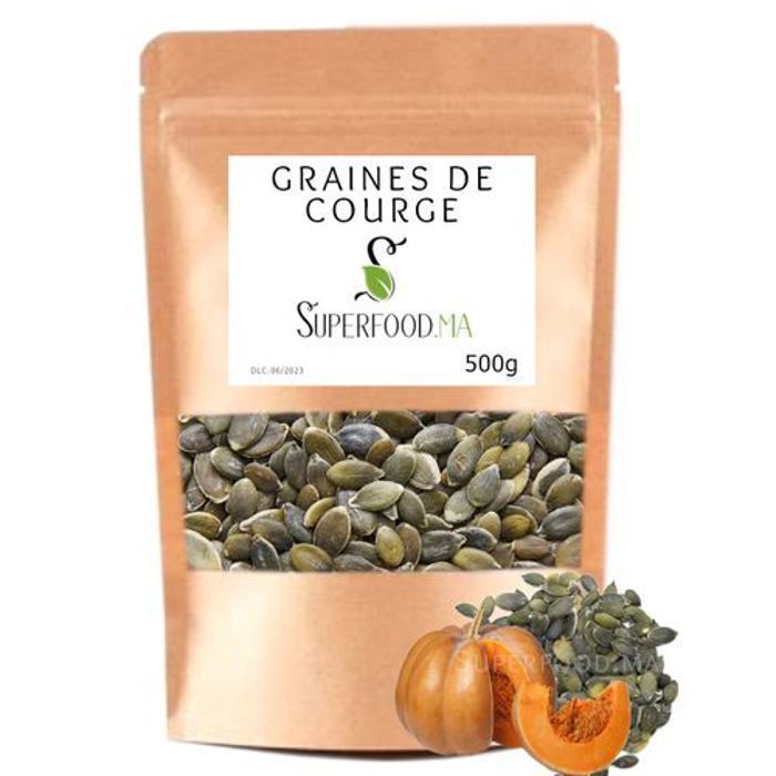Graines de Courge Crues, Séchées & Décortiquées – Riche en Magnésium – 500 g
