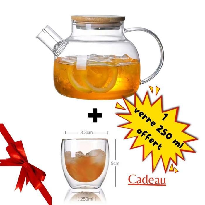 Théière - Non spécifié - 7928-7 - Verre résistant - Couvercle en bois - 1 litre
