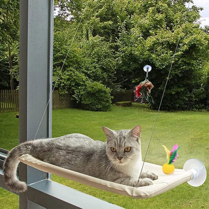 Hamac pour chat - GENERIC - Ventouses - Support jusqu'à 23 kg - Intérieur - Multicolore