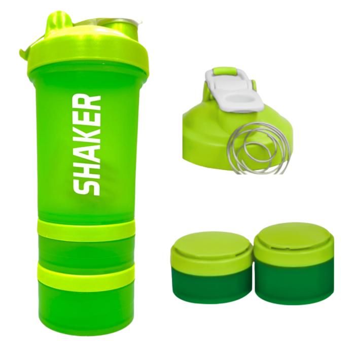 Shaker Vert + 2 compartiments 500mL