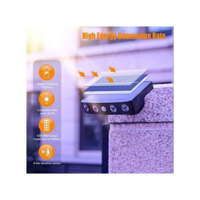 Lampe solaire 360 spot etanche jardin exterieur 2 pcs