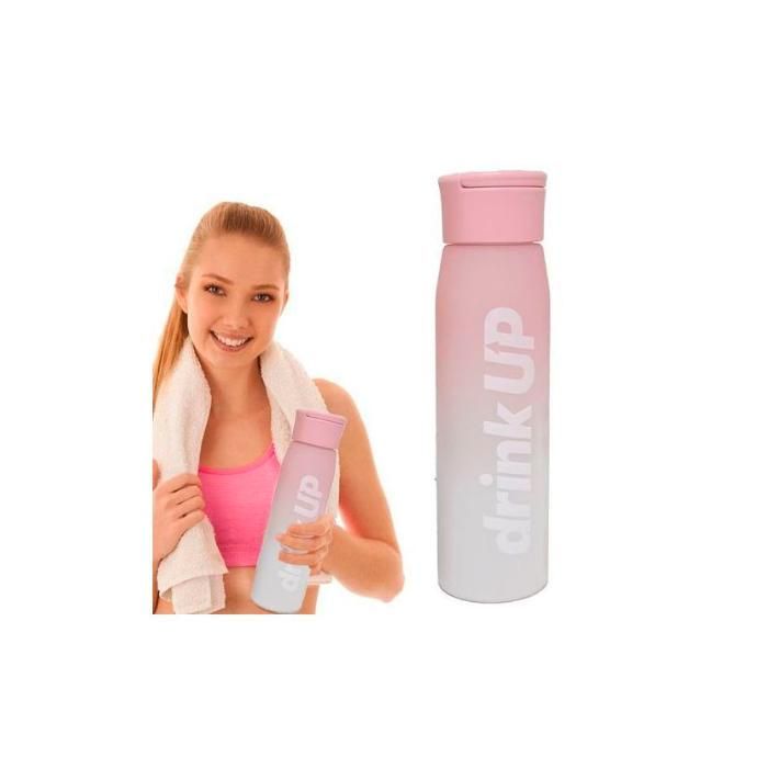 Bouteille d'eau de sport avec paille et marquage du temps de motivation