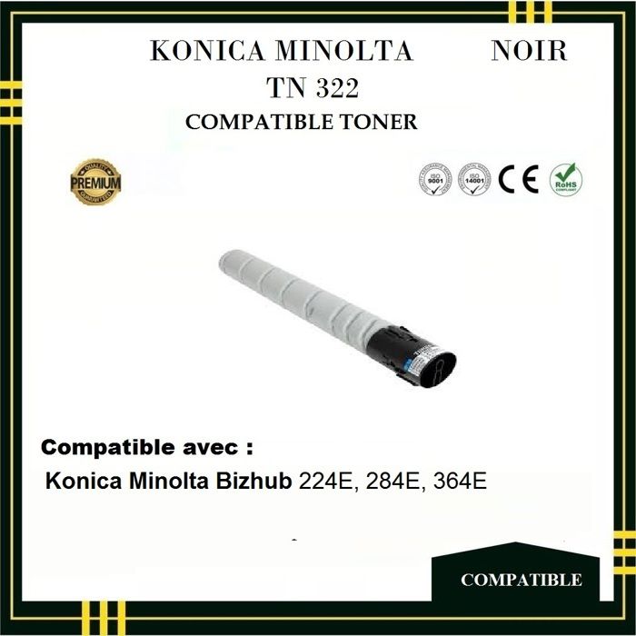 Cartouche de Toner - KONICA MINOLTA - TN 322 - Noir -  - Compatible Laser