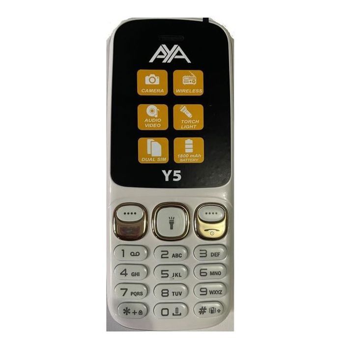 Aya telephone gsm Y5 1.77'' Lcd -VGA-Dual Sim-Bluetooth-Micro Sd-Wireless Fm 1800Mah