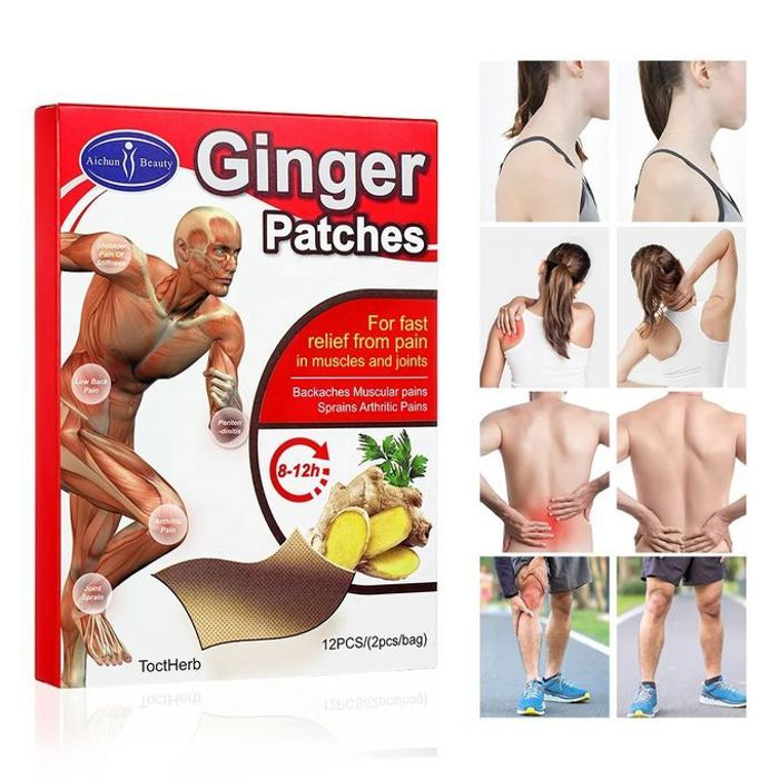 12 Patchs au gingembre pour soulager rapidement les douleurs musculaires et articulaires d'extraite de gingembre