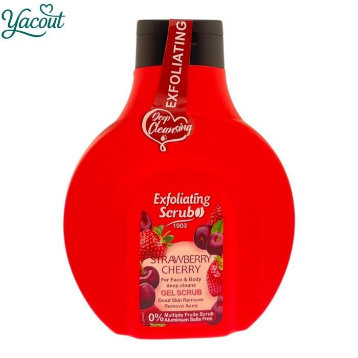 Gommage hydratant éclat peau fraise cerise