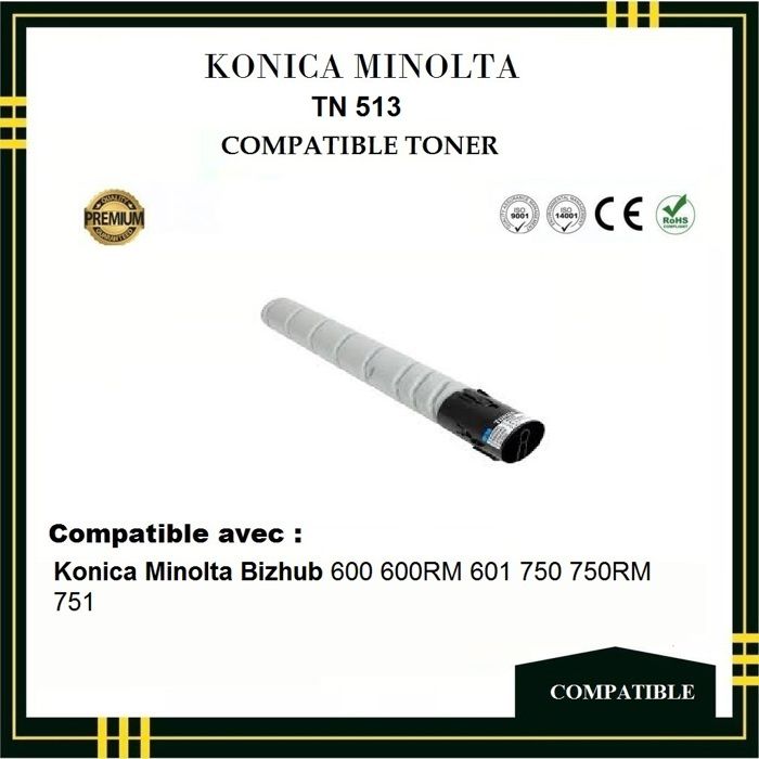 Cartouche de Toner - KONICA MINOLTA - TN 513 - Noir -  - Compatible Laser