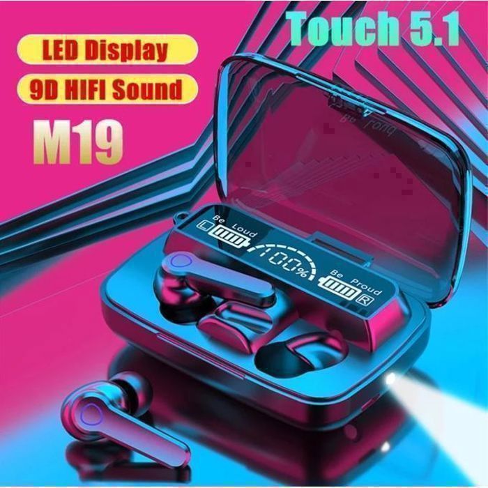Écouteurs sans fil - M19 PRO - Bluetooth 5.3 - Étanche IPX5 - Anti-bruit actif