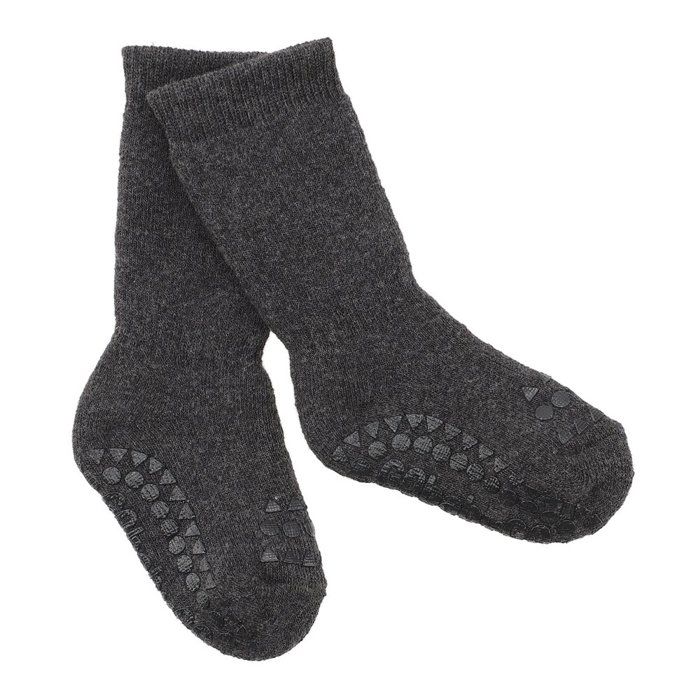 Chaussettes Antidérapantes Coton Épais Gris Foncé 2 3 ans De Gobabygo