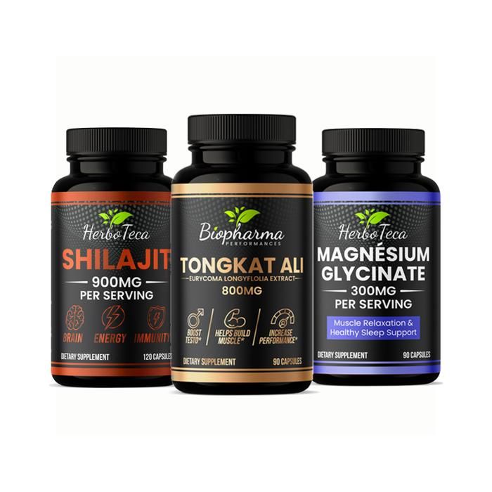 Pack Vitalité et Force Naturelle – Tongkat Ali 800mg, Pure Shilajit 900mg & Magnésium Glycinate 300mg