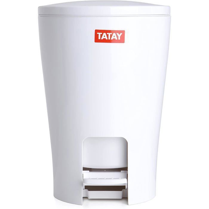 Poubelle à pédale - Diabolo - Blanc - 5L - Plastique résistant - Design pratique