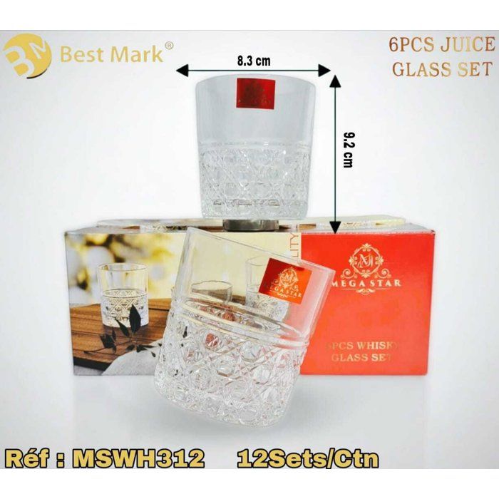 Set de 6 Verres en Verre Transparent – Design Élégant