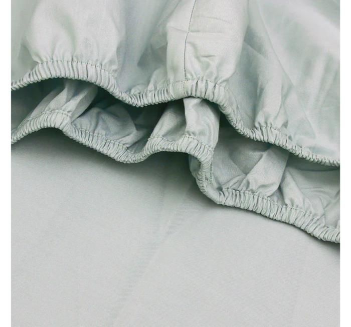 Drap housse - HALE - Vert sauge - Percale de coton - 180x200 cm - 35 cm d'épaisseur