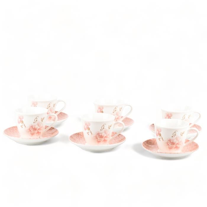 ENSEMBLE 6 TASSES + SOUS TASSES CAFE FRESQUE NOUVEAU