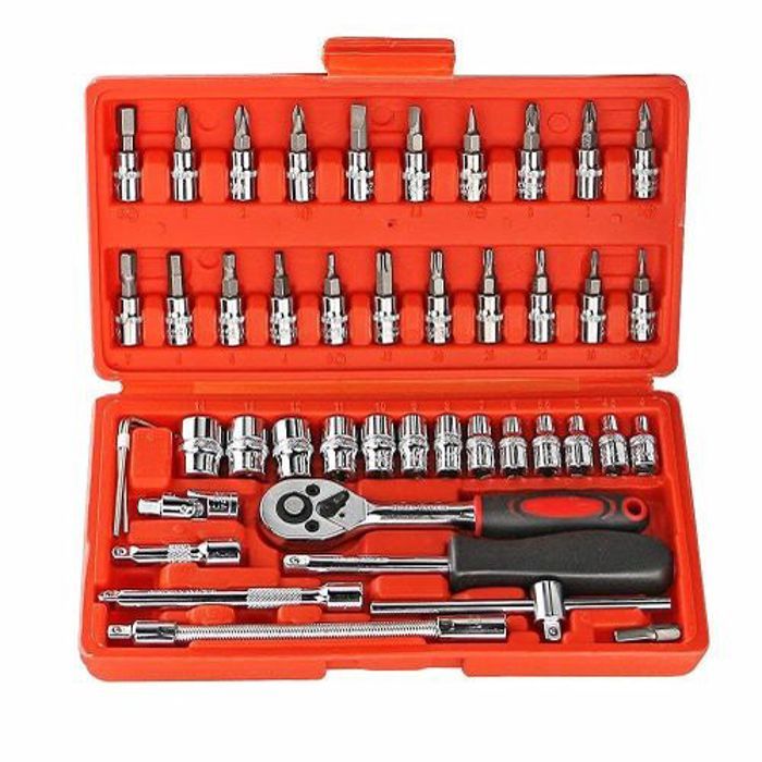 Coffret à outils polyvalent 46 Pcs Tournevis et jeu de douilles de précision