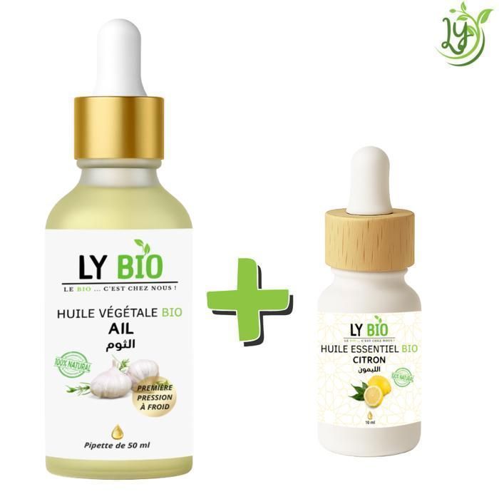 Pack Huile - Huile Ail 50ml - Pipette - Huile Essentielle Citron 10ml - Soin Naturel