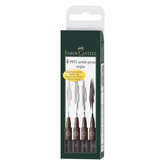 FABER-CASTELL Etui 4 Feutres Sépia Pitt