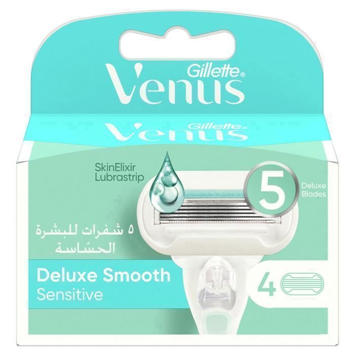 Recharges de Lames de Rasoir - Venus - Deluxe Smooth Sensitive - 5 Lames - 4 unités - Peaux Sensibles