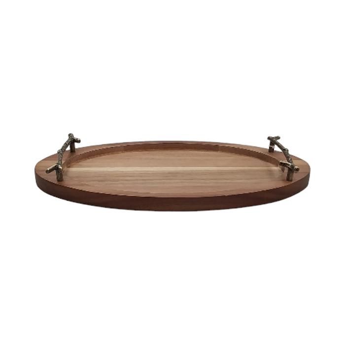 plateau en bois avec poignées en métal 38*19*