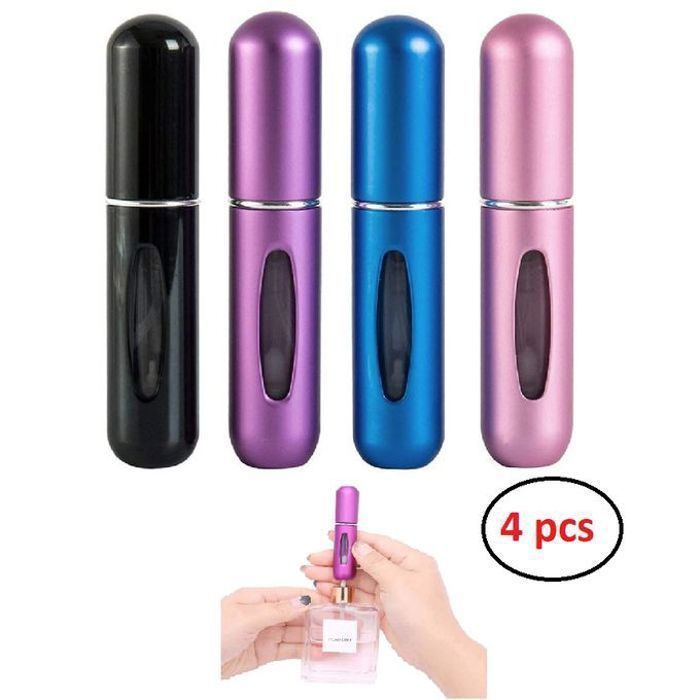 Vaporisateur de parfum rechargeable - Non spécifié - Lot de 4 - 5 ml - Aluminium et verre - Mixte