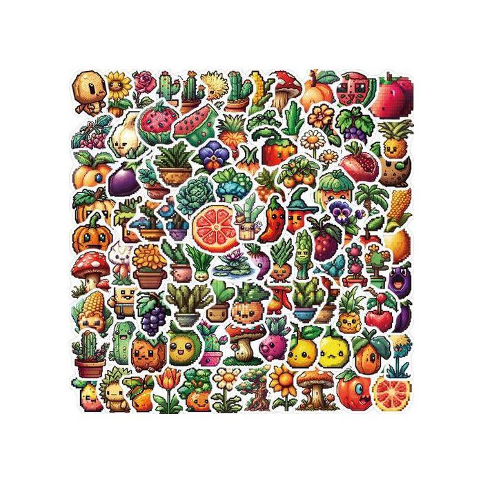 Stickers - Art Pixel - Fruits et Légumes - 60pcs - Multicolore - Décoration Murale