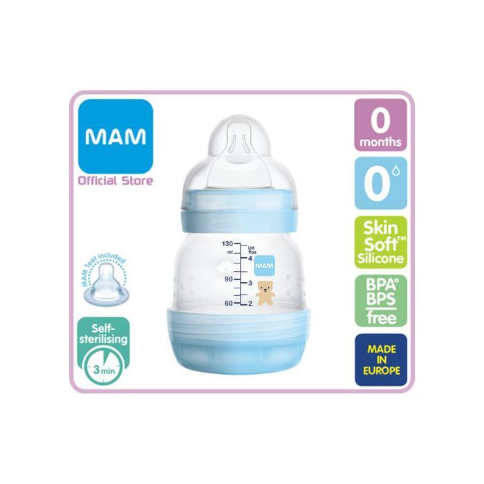 Mam Biberon  Easy Start anti-colique 170 ml +0 mois bleu en verre