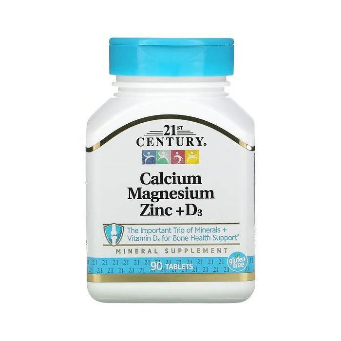 21st Century, Calcium Magnésium Zinc + D3, 90 Comprimés MADE IN USA