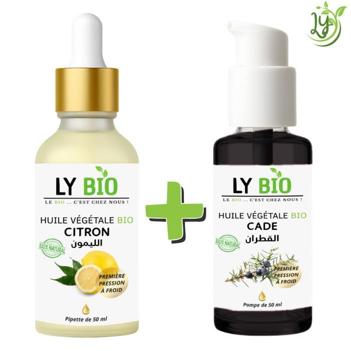LYBIO PACK HUILE CITRON 50ML - PIPETTE + HUILE CADE 50ML - POMPE