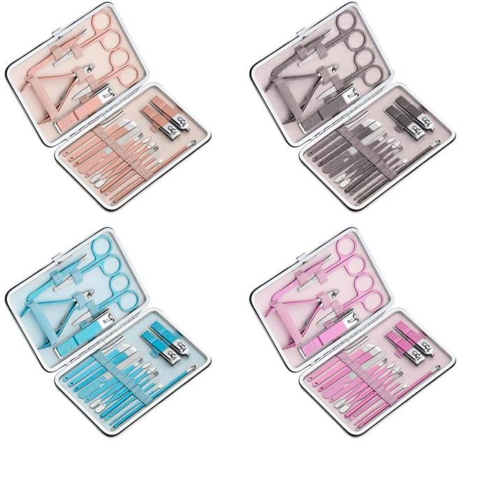 Ensemble de coupe-ongles en acier inoxydable ensemble de soins 18 pièces  (Couleur aléatoire)