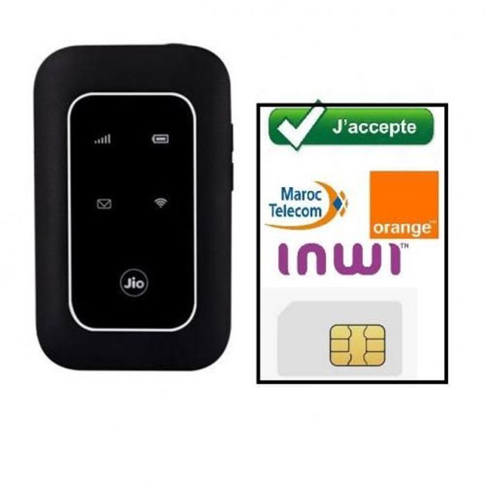 Jio Modem 4G LTE JioFi WD680+ WiFi Hotspot avec batterie 2100mAH 10 heures